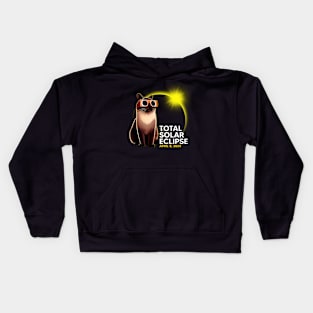 Total Solar Eclipse 2024 Siamese Cat Kids Hoodie